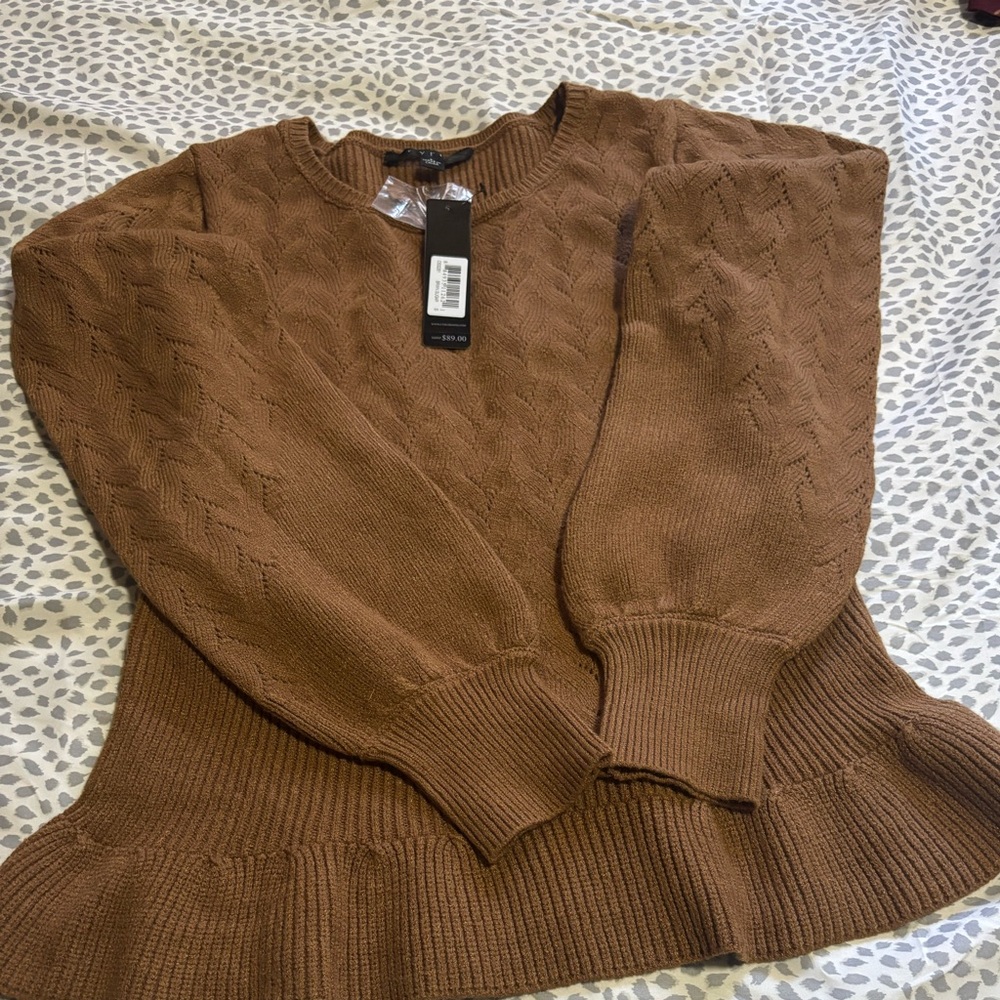 Cyrus Warm Tan Cable Knit Sweater